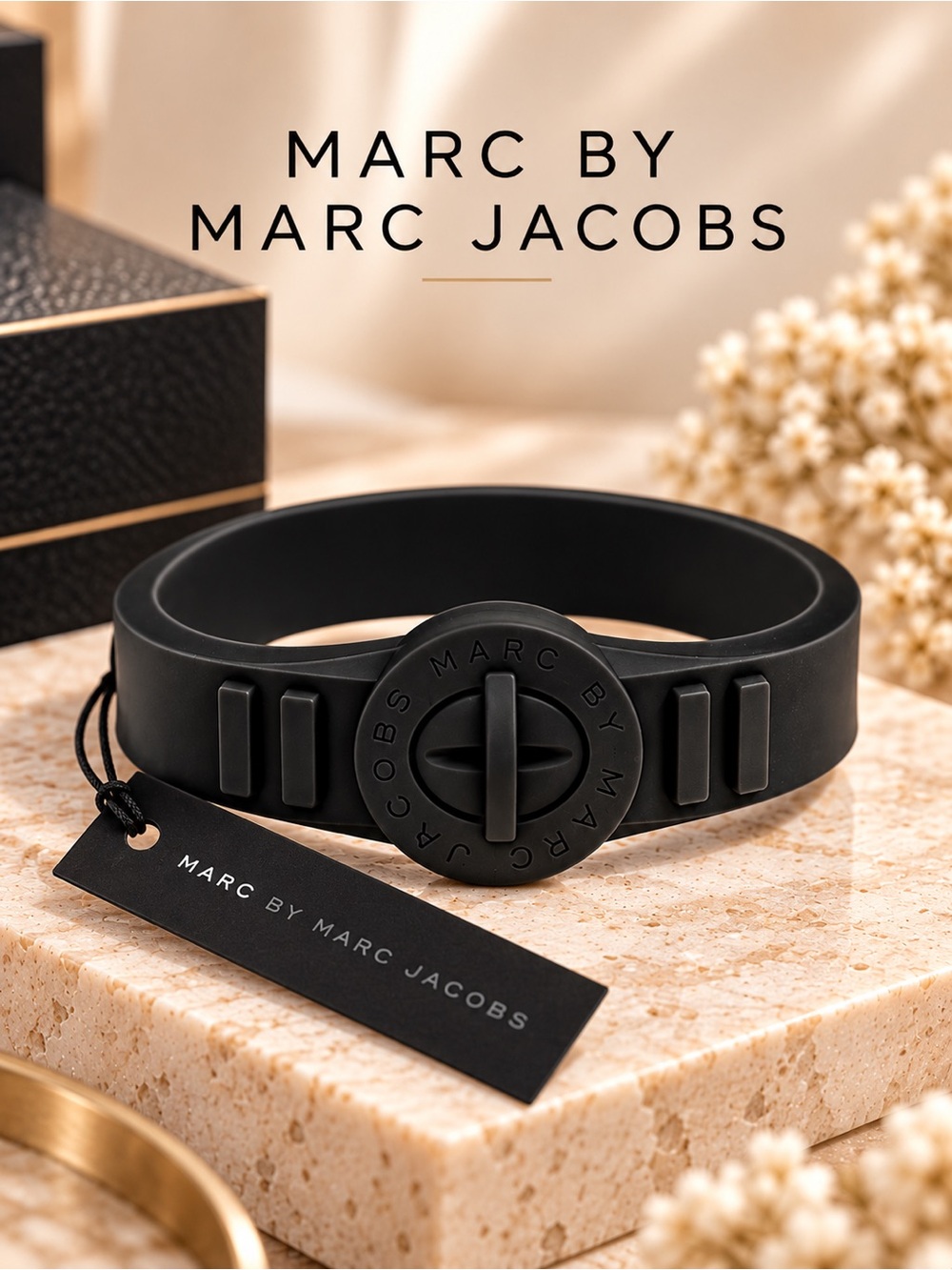 Marc by Marc Jacobs Black Rubber Turnlock Bracelet